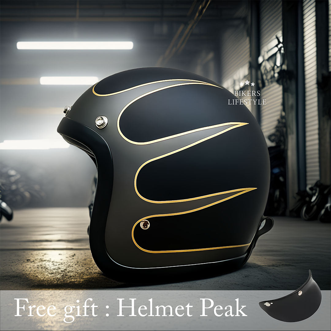 Vintage Low Profile Motorhelm DOT & ECE Gecertificeerd – Retro Fibreglass Helm met Lichtgewicht Design & Dubbele D-Sluiting