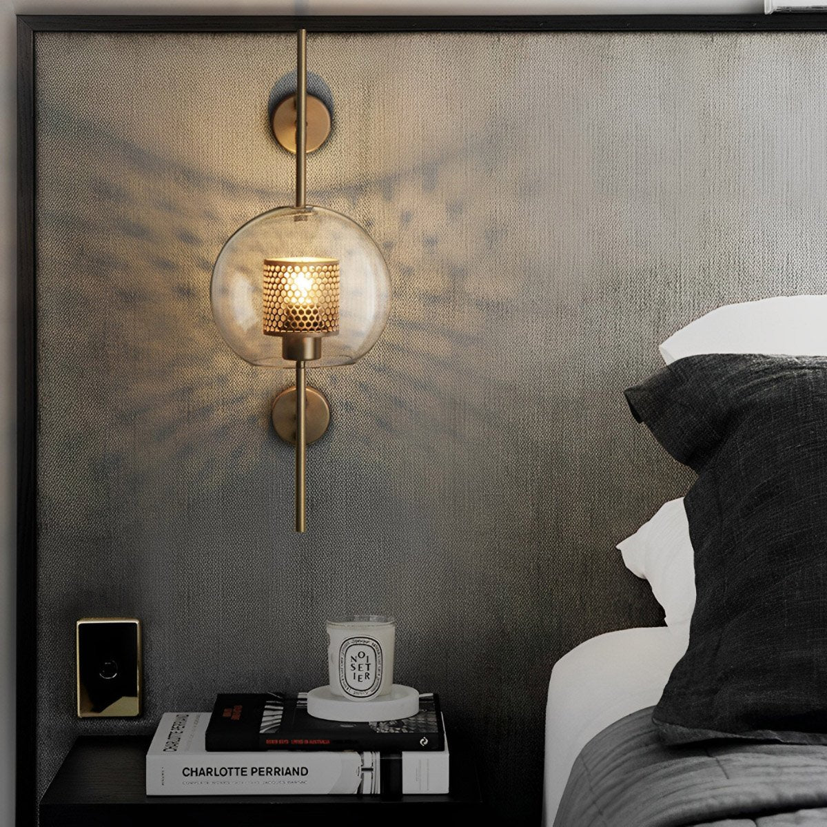 Wandlamp Glas Bol IJzer Brons Slaapkamer Woonkamer E27 Vintage Industrieel Nachtkastlamp Hal