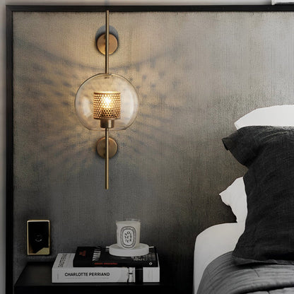 Wandlamp Glas Bol IJzer Brons Slaapkamer Woonkamer E27 Vintage Industrieel Nachtkastlamp Hal
