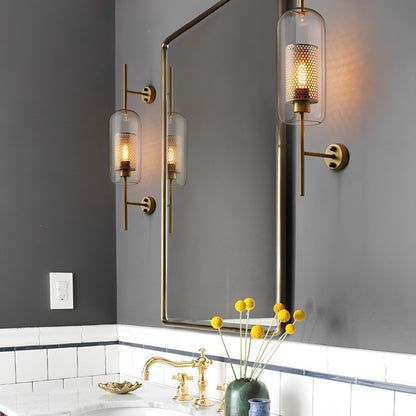 Wandlamp Glas Bol IJzer Brons Slaapkamer Woonkamer E27 Vintage Industrieel Nachtkastlamp Hal