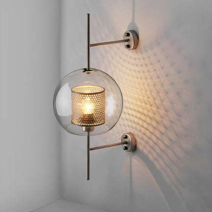 Wandlamp Glas Bol IJzer Brons Slaapkamer Woonkamer E27 Vintage Industrieel Nachtkastlamp Hal