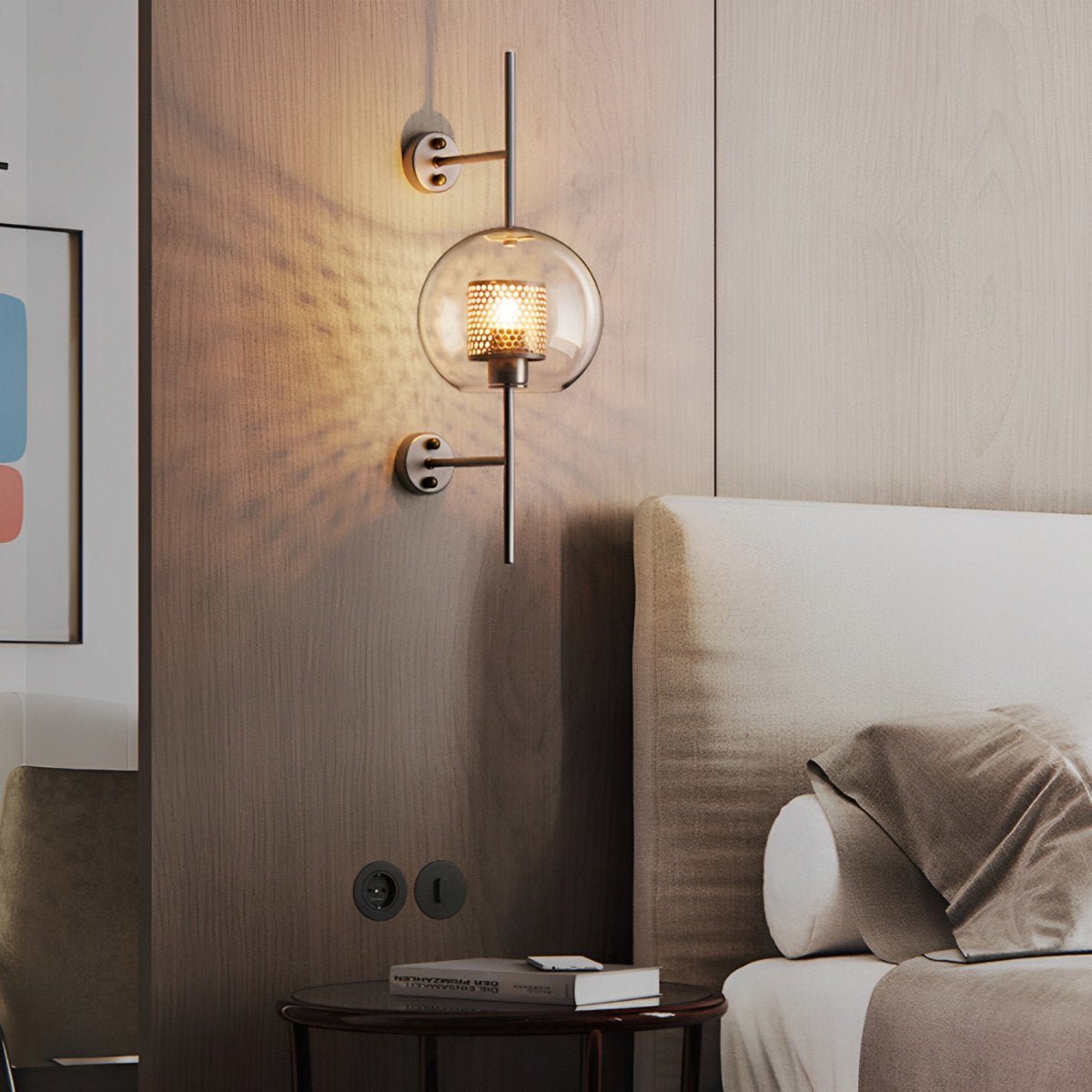 Wandlamp Glas Bol IJzer Brons Slaapkamer Woonkamer E27 Vintage Industrieel Nachtkastlamp Hal