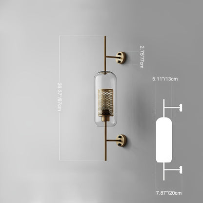 Wandlamp Glas Bol IJzer Brons Slaapkamer Woonkamer E27 Vintage Industrieel Nachtkastlamp Hal