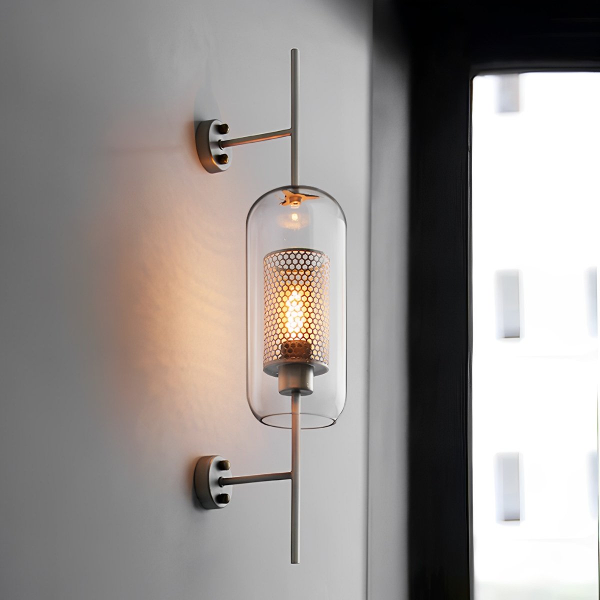 Wandlamp Glas Bol IJzer Brons Slaapkamer Woonkamer E27 Vintage Industrieel Nachtkastlamp Hal