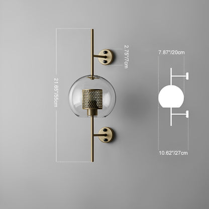 Wandlamp Glas Bol IJzer Brons Slaapkamer Woonkamer E27 Vintage Industrieel Nachtkastlamp Hal