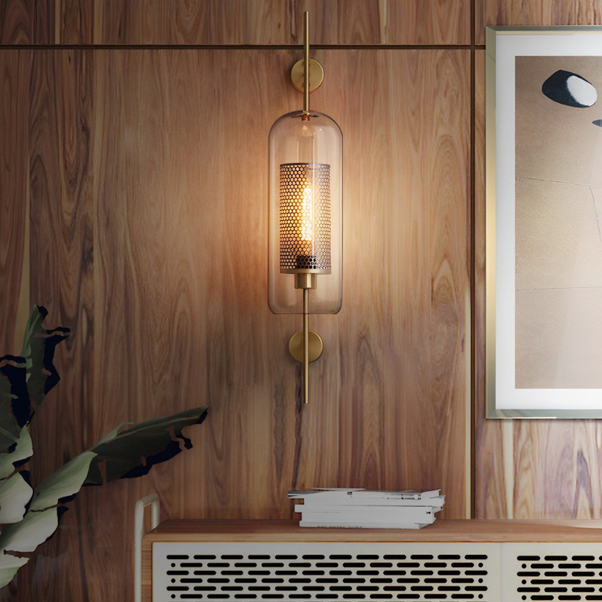 Wandlamp Glas Bol IJzer Brons Slaapkamer Woonkamer E27 Vintage Industrieel Nachtkastlamp Hal