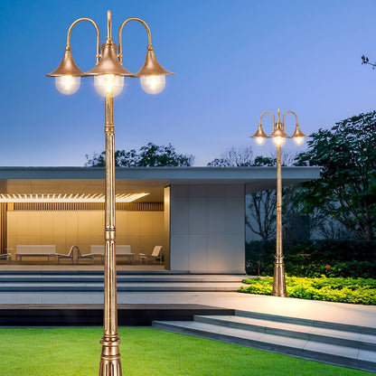 Vintage Waterdichte Tuinlantaarn Op Paal Met LED Verlichting En Retro Design