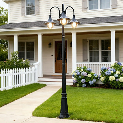 Vintage Waterdichte Tuinlantaarn Op Paal Met LED Verlichting En Retro Design