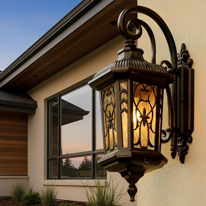 Buitenlamp Vintage Lantaarn Aluminium Bronskleur IP56 E27 Veranda Gevel Klassieke Muurlamp Tuin