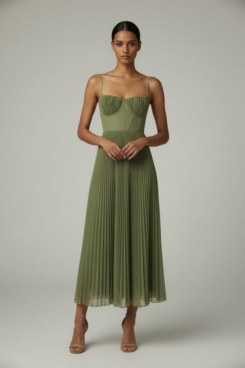 Midi Jurk Geplooide Zomerjurk voor Vrouw - StudioMarella