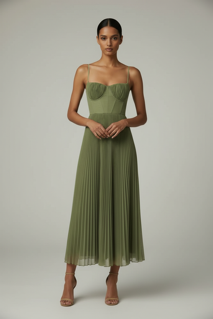 Midi Jurk Geplooide Zomerjurk voor Vrouw - StudioMarella