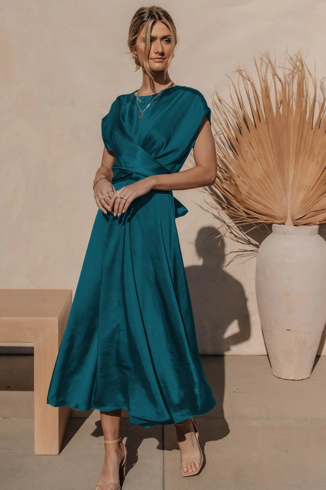 Midi Avondjurk Zwart Elegante Mouwen Formele Jurk - StudioMarella