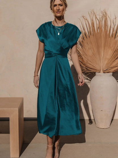 Midi Avondjurk Zwart Elegante Mouwen Formele Jurk
