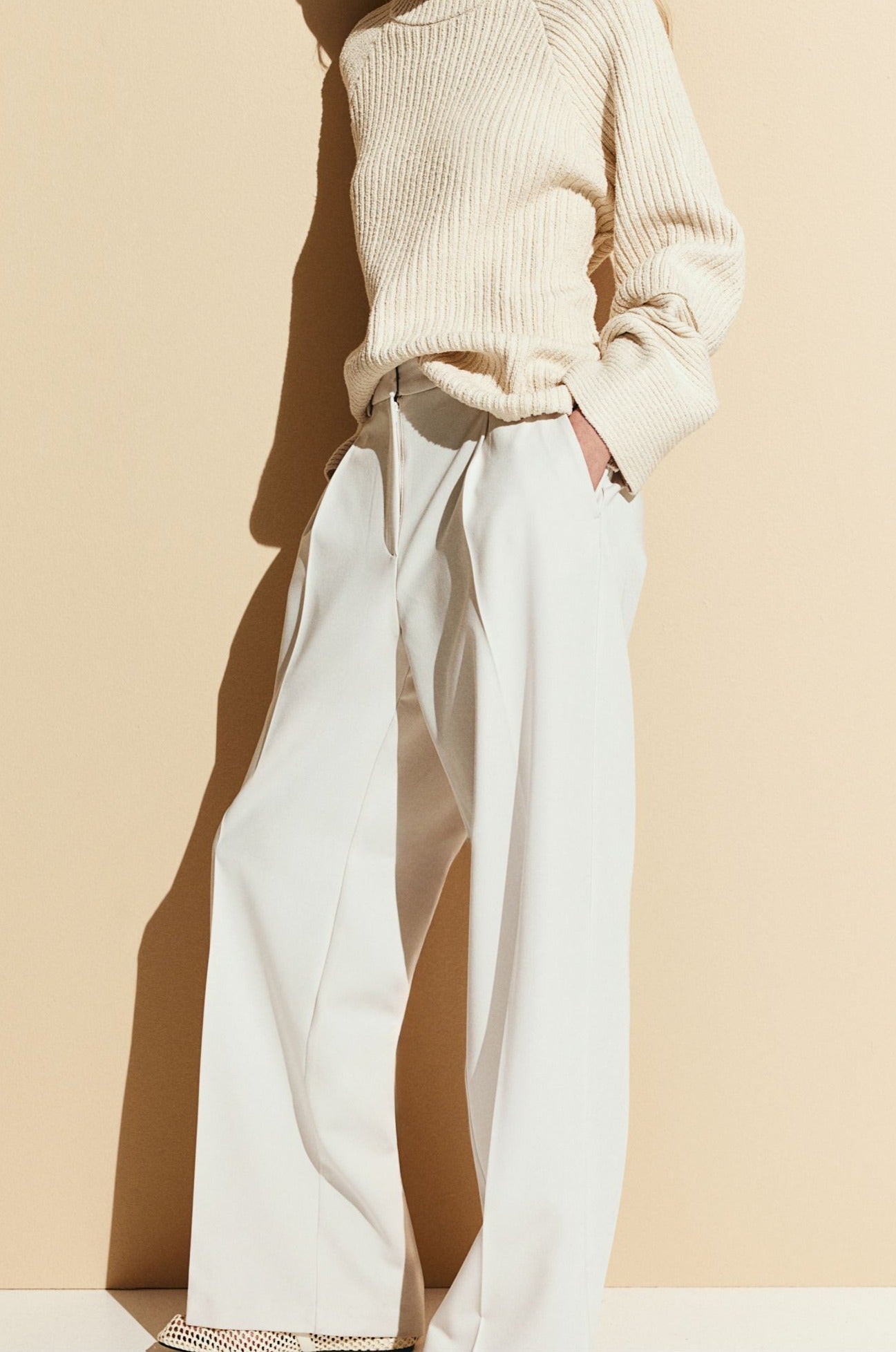 Dames Broek Wijd Model Rechte Pijp met Plooien