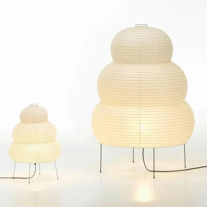 Wabi Sabi Vloerlamp van Rispapier – Kunstnerische Design Lamp met Verstelbaar Statief