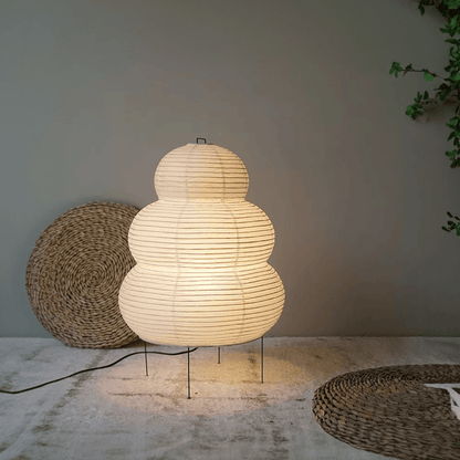 Wabi Sabi Vloerlamp van Rispapier – Kunstnerische Design Lamp met Verstelbaar Statief