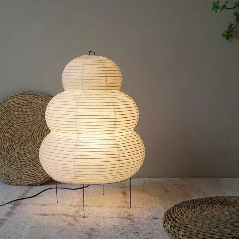 Wabi Sabi Vloerlamp van Rispapier – Kunstnerische Design Lamp met Verstelbaar Statief