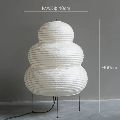Wabi Sabi Vloerlamp van Rispapier – Kunstnerische Design Lamp met Verstelbaar Statief