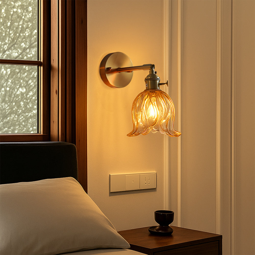 Bloem glazen wandlamp Ø16 cm glas metaal groen wandverlichting slaapkamer hal decoratieve verlichting vintage