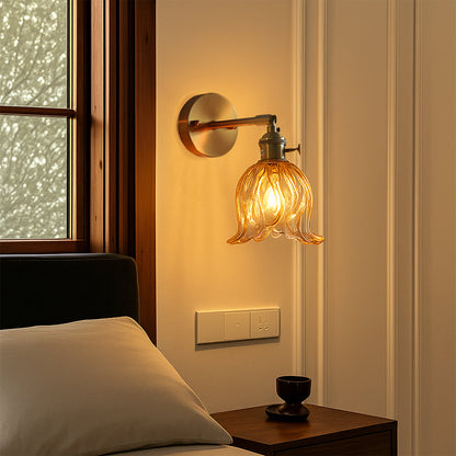 Bloem glazen wandlamp Ø16 cm glas metaal groen wandverlichting slaapkamer hal decoratieve verlichting vintage