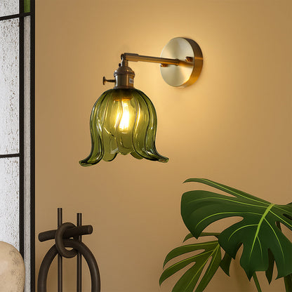 Bloem glazen wandlamp Ø16 cm glas metaal groen wandverlichting slaapkamer hal decoratieve verlichting vintage
