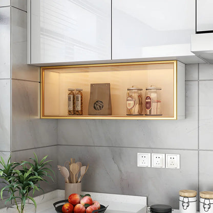 Wandkast Glas Deur Hout Wit Grijs 5 Maten LED Keuken Woonkamer Vitrinekast