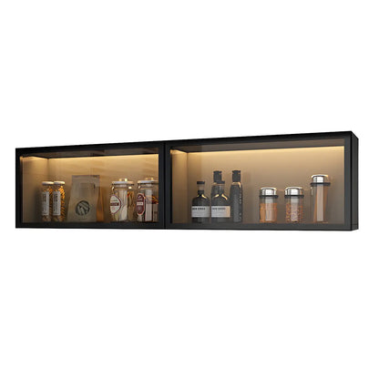 Wandkast Glas Deur Hout Wit Grijs 5 Maten LED Keuken Woonkamer Vitrinekast
