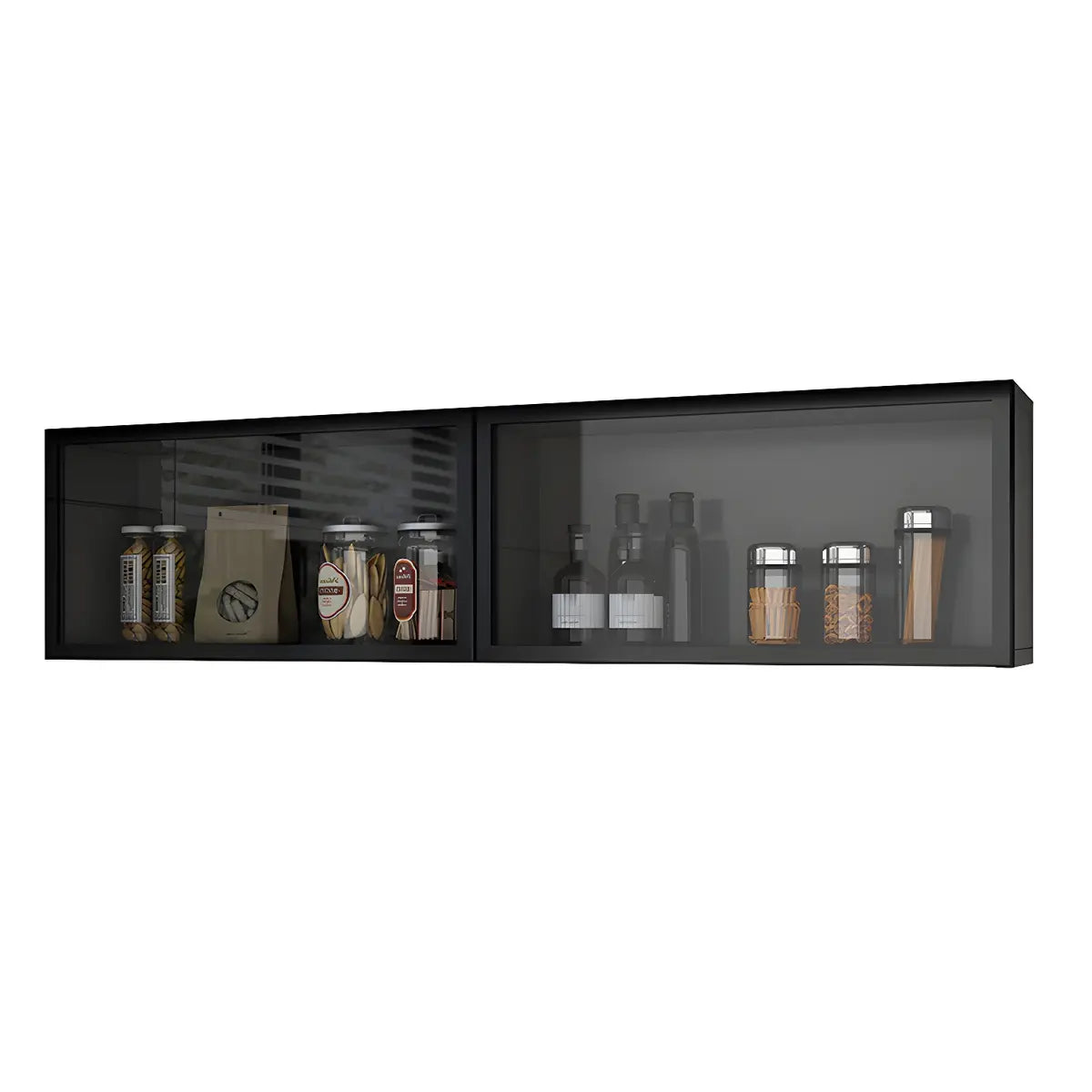Wandkast Glas Deur Hout Wit Grijs 5 Maten LED Keuken Woonkamer Vitrinekast