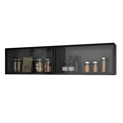 Wandkast Glas Deur Hout Wit Grijs 5 Maten LED Keuken Woonkamer Vitrinekast