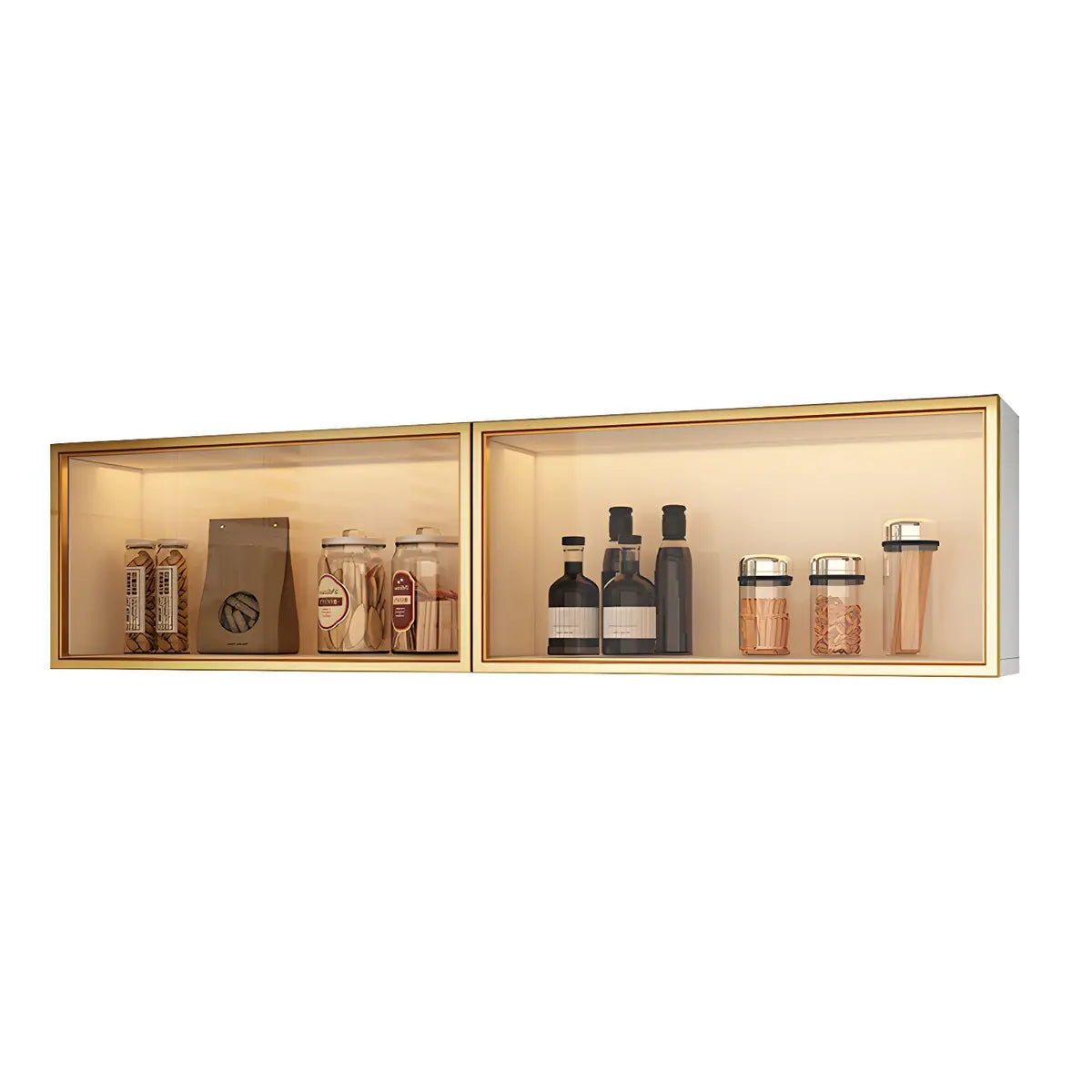 Wandkast Glas Deur Hout Wit Grijs 5 Maten LED Keuken Woonkamer Vitrinekast