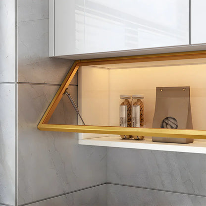 Wandkast Glas Deur Hout Wit Grijs 5 Maten LED Keuken Woonkamer Vitrinekast