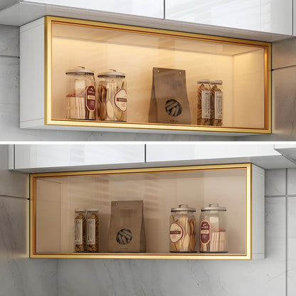 Wandkast Glas Deur Hout Wit Grijs 5 Maten LED Keuken Woonkamer Vitrinekast