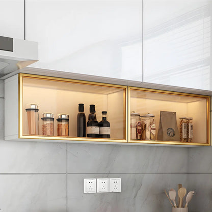 Wandkast Glas Deur Hout Wit Grijs 5 Maten LED Keuken Woonkamer Vitrinekast