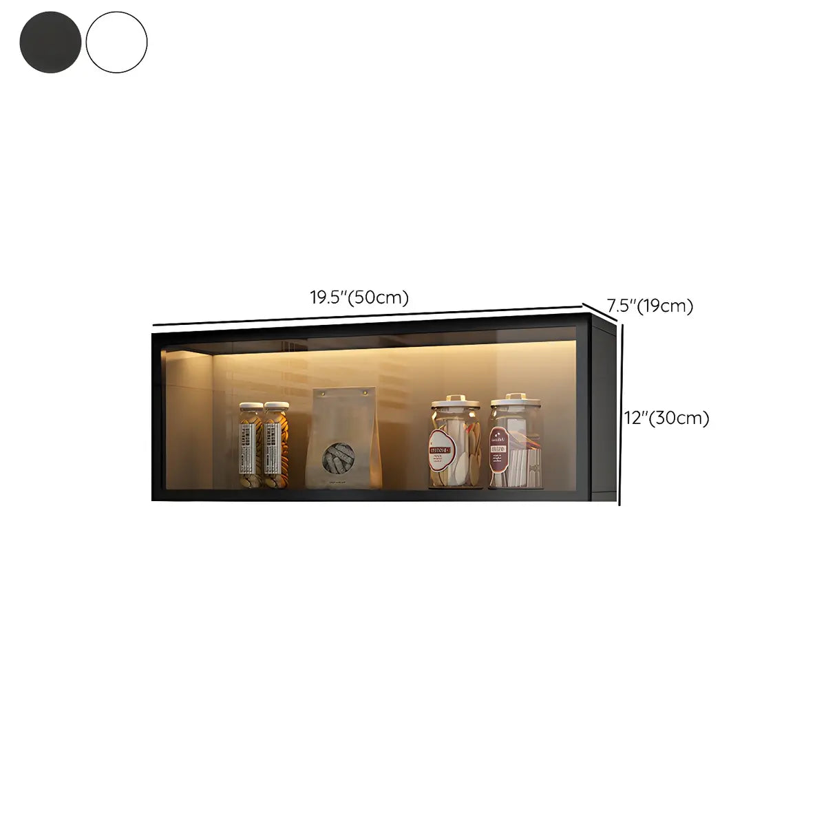 Wandkast Glas Deur Hout Wit Grijs 5 Maten LED Keuken Woonkamer Vitrinekast