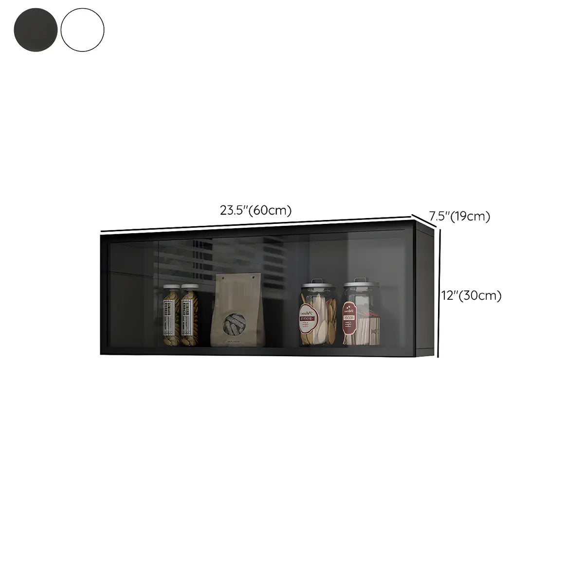 Wandkast Glas Deur Hout Wit Grijs 5 Maten LED Keuken Woonkamer Vitrinekast