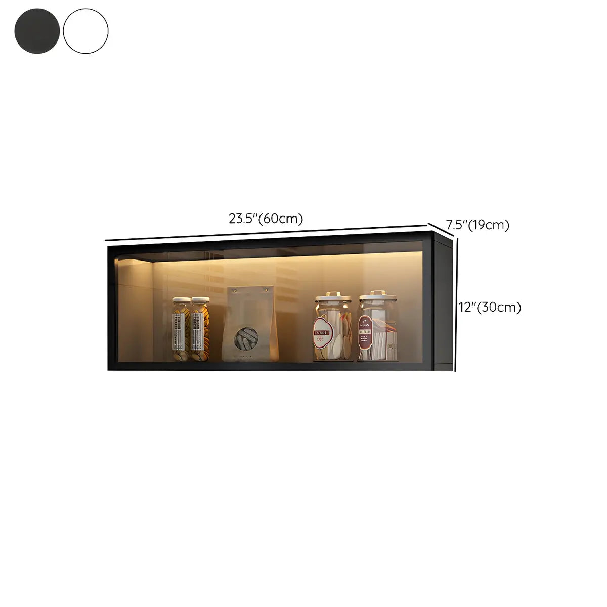 Wandkast Glas Deur Hout Wit Grijs 5 Maten LED Keuken Woonkamer Vitrinekast