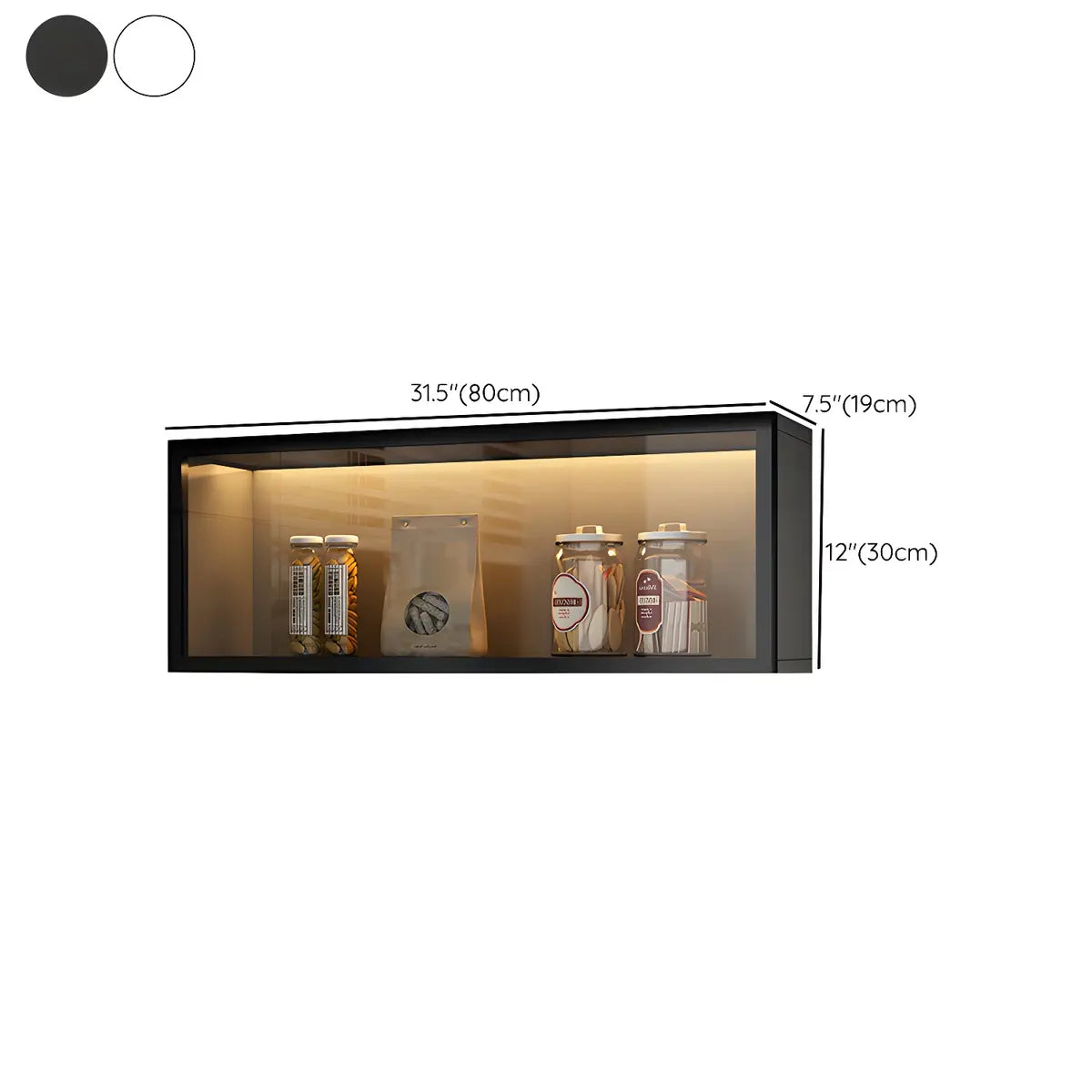 Wandkast Glas Deur Hout Wit Grijs 5 Maten LED Keuken Woonkamer Vitrinekast