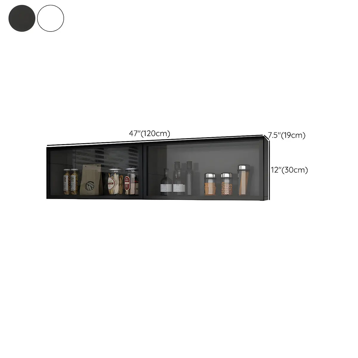 Wandkast Glas Deur Hout Wit Grijs 5 Maten LED Keuken Woonkamer Vitrinekast