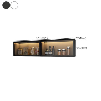 Wandkast Glas Deur Hout Wit Grijs 5 Maten LED Keuken Woonkamer Vitrinekast