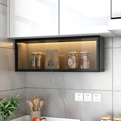 Wandkast Glas Deur Hout Wit Grijs 5 Maten LED Keuken Woonkamer Vitrinekast