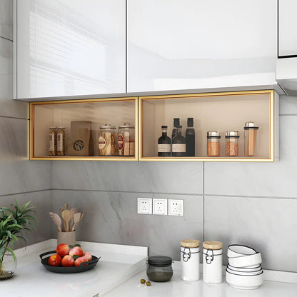 Wandkast Glas Deur Hout Wit Grijs 5 Maten LED Keuken Woonkamer Vitrinekast