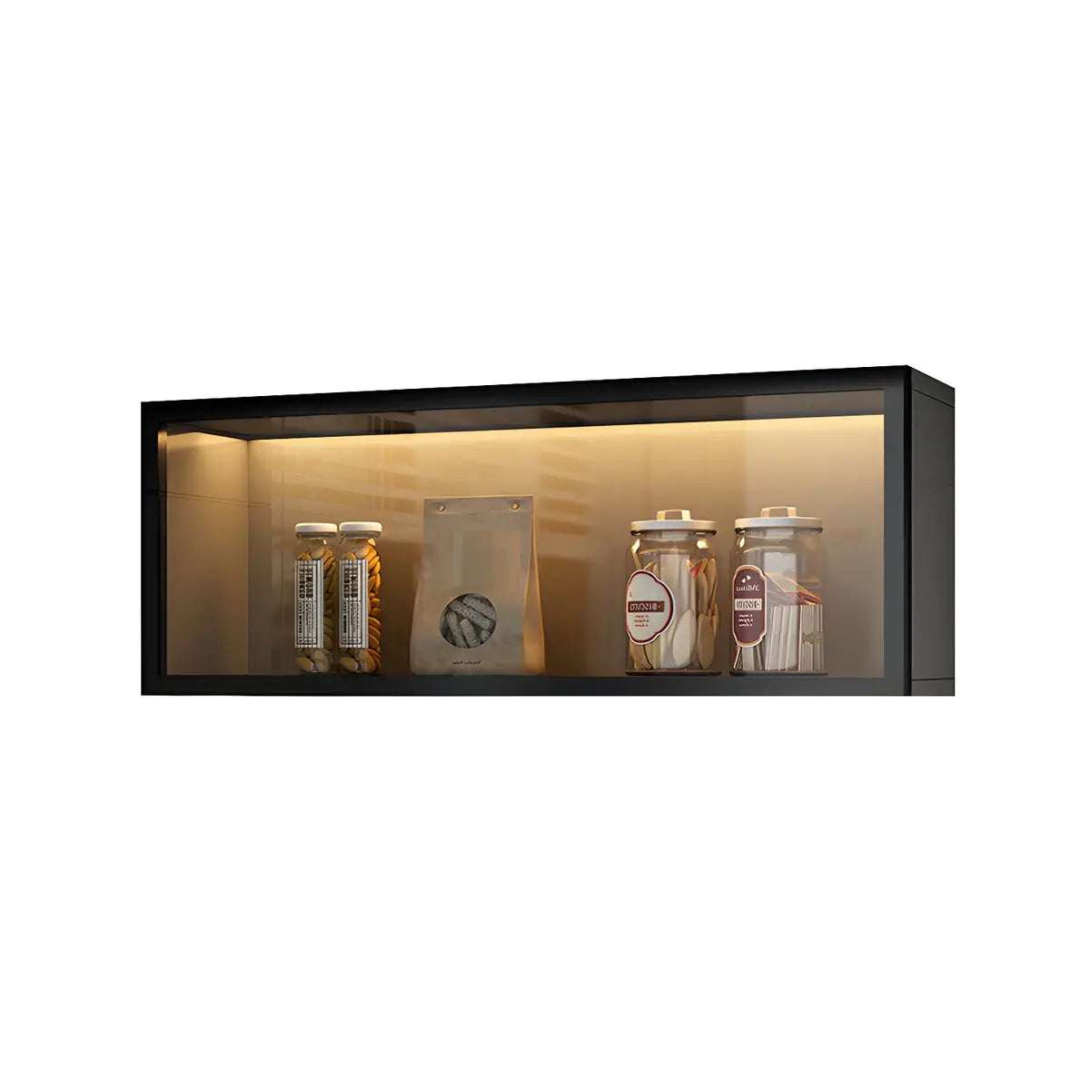 Wandkast Glas Deur Hout Wit Grijs 5 Maten LED Keuken Woonkamer Vitrinekast