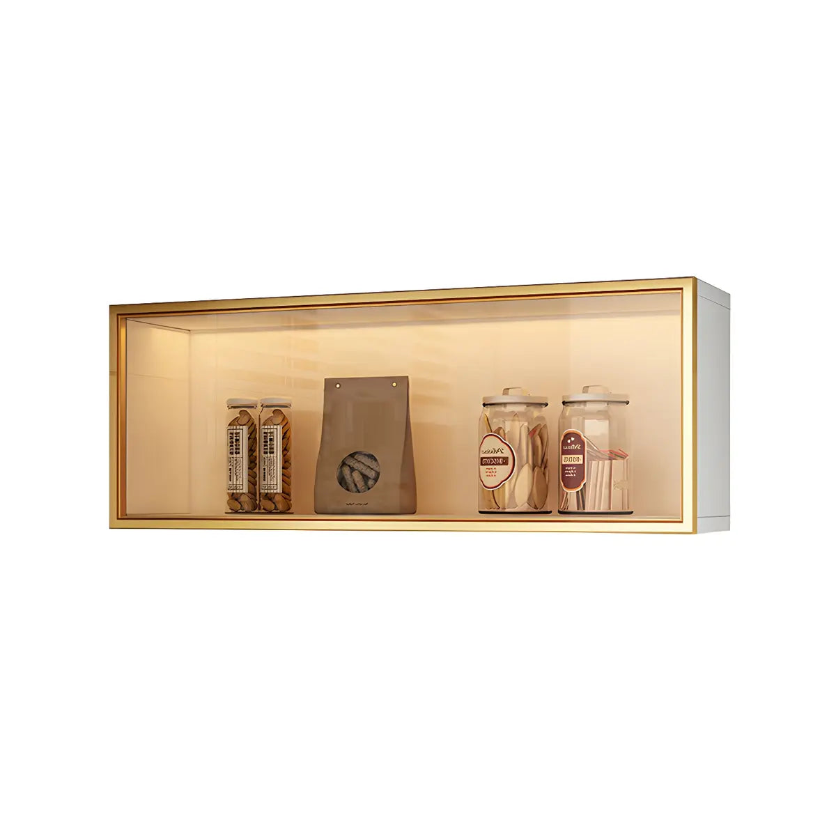 Wandkast Glas Deur Hout Wit Grijs 5 Maten LED Keuken Woonkamer Vitrinekast
