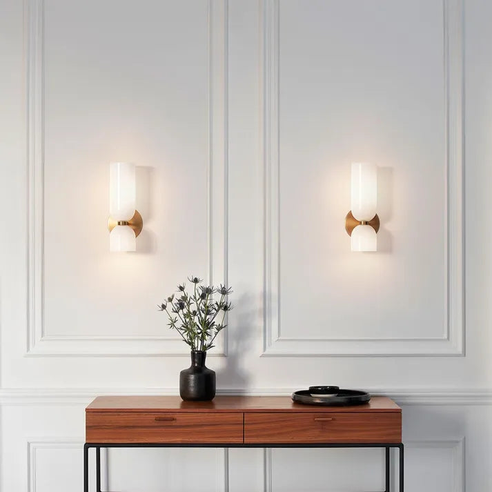 Wandlamp Dubbel Glas IJzer Moderne Wandverlichting Gang Slaapkamer Woonkamer E12