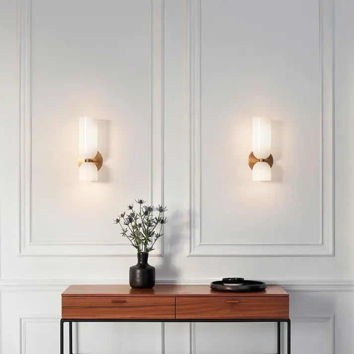 Wandlamp Glas Goud Dubbele Kap 35cm E14 Hal Woonkamer Slaapkamer Modern Stijlvol
