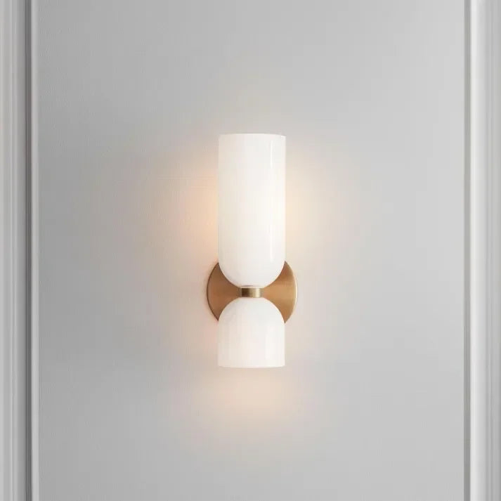 Wandlamp Glas Goud Dubbele Kap 35cm E14 Hal Woonkamer Slaapkamer Modern Stijlvol