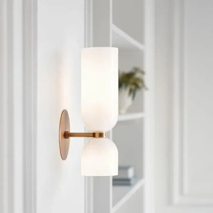 Wandlamp Glas Goud Dubbele Kap 35cm E14 Hal Woonkamer Slaapkamer Modern Stijlvol