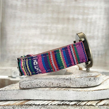 Polshorloge met Gevlochten Band Regenboogpatroon Vintage Brons Verstelbaar Dameshorloge 3.5cm Kwarts