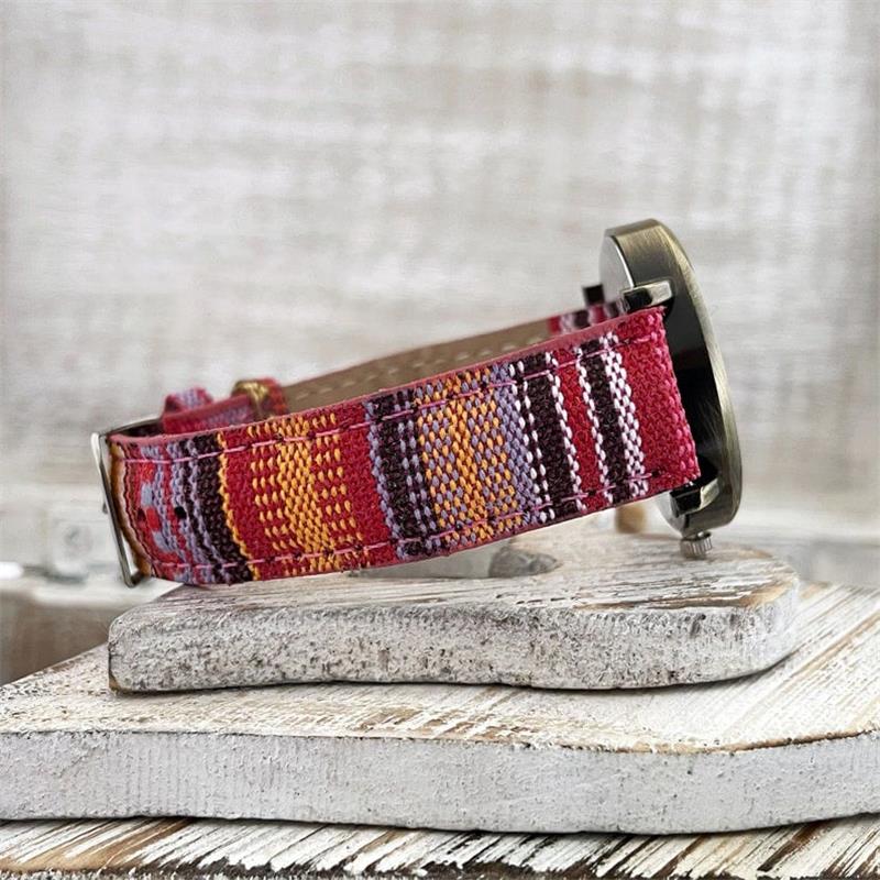 Polshorloge met Gevlochten Band Regenboogpatroon Vintage Brons Verstelbaar Dameshorloge 3.5cm Kwarts
