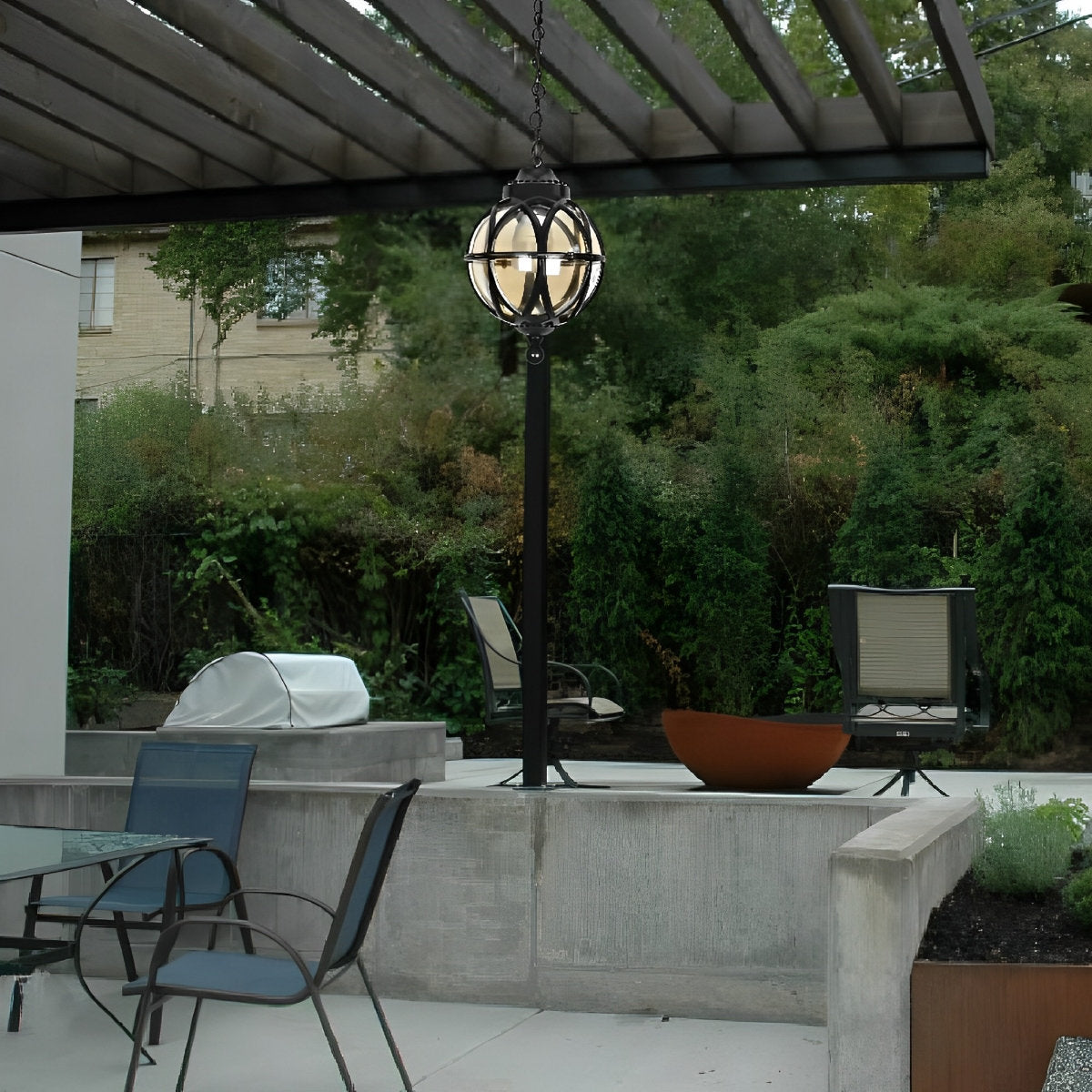 Buitenhanglamp Bol Aluminium Zwart E27 Tuin Retro Ronde Buitenlamp Ketting Verstelbaar Veranda Balkon Buitenverlichting Lantaarn